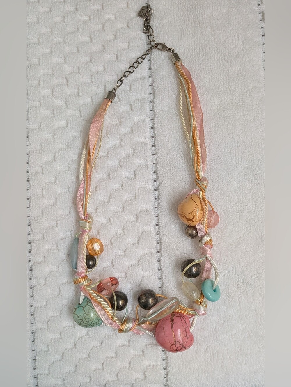 Handcrafted Pink & Turquoise Bead Statement Necklace